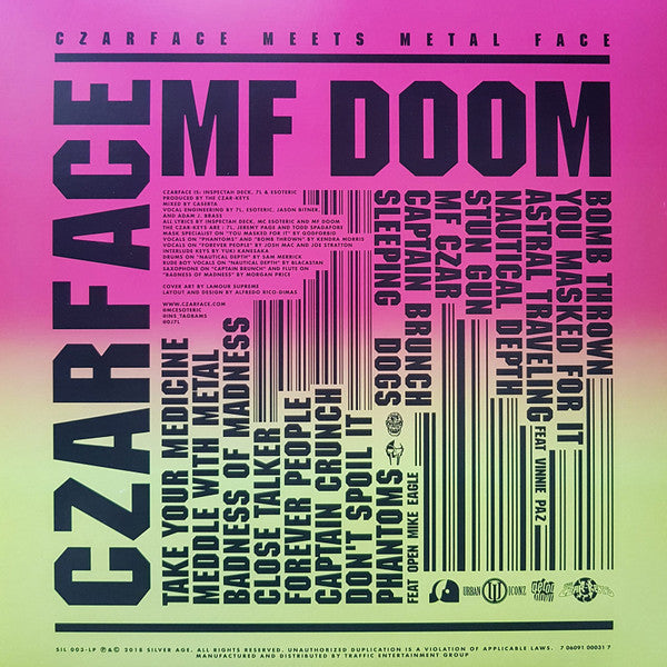 Czarface and MF Doom - Czarface Meets Metal Face vinyl album tracklist