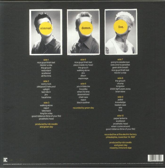 Green Day - Nimrod vinyl boxset tracklist