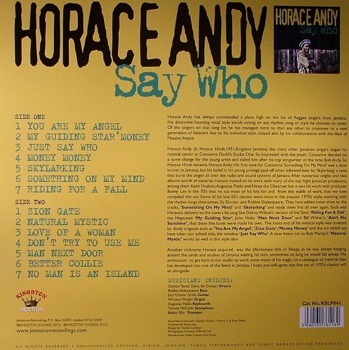 Horace Andy - Say Who vinyl LP reissue tracklist