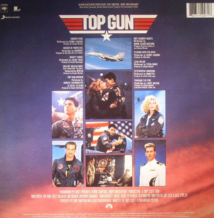 Top Gun Soundtrack vinyl LP rear cover