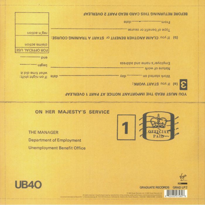 UB40 - Signing Off - Ltd Red Double vinyl LP reverse