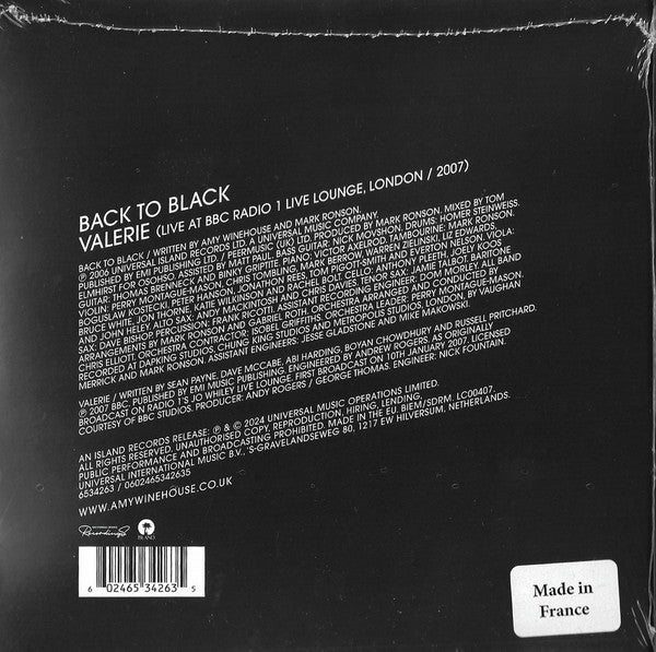 Amy Winehouse - Back To Black 7 inch vinyl