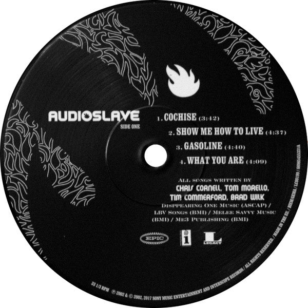 Audioslave double vinyl LP label
