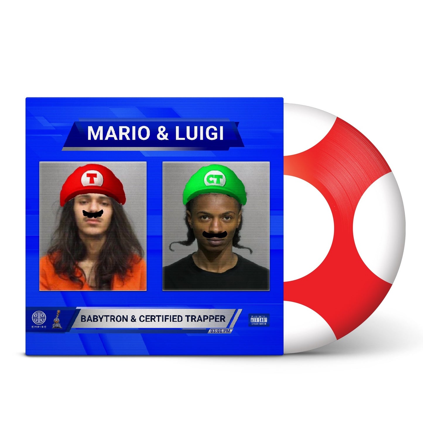 Babytron and Certified Trapper Mario & Luigi mushroom picture disc