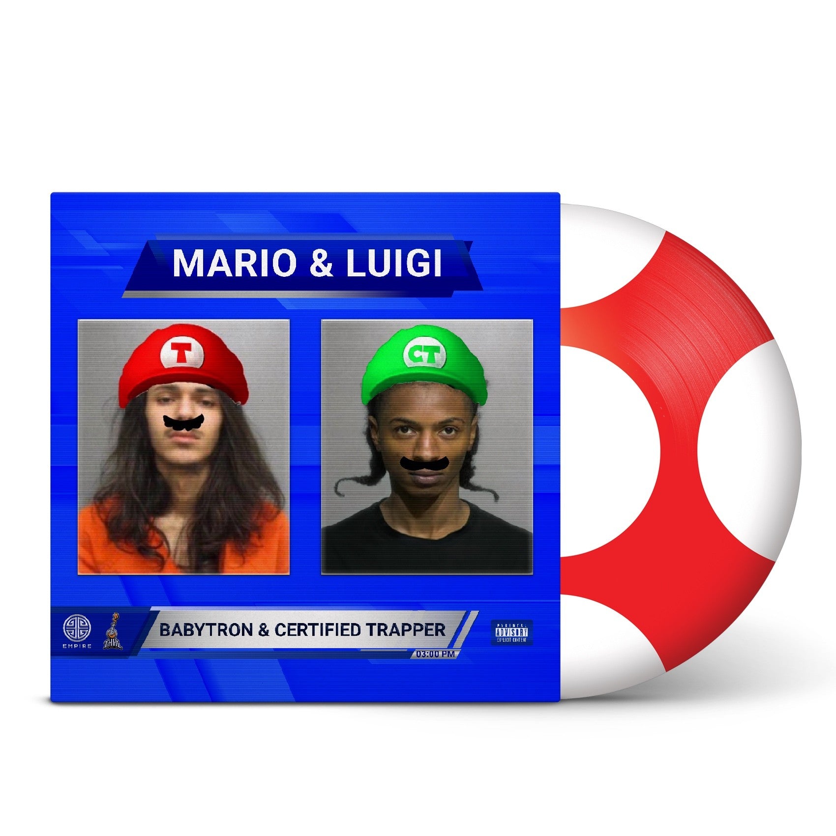Babytron and Certified Trapper Mario & Luigi mushroom picture disc