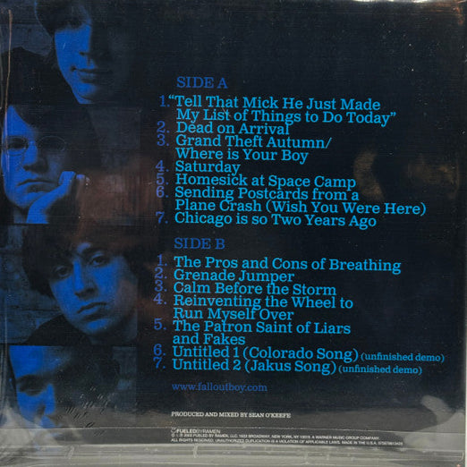 Fall Out Boy - Take This to your Grave vinyl LP tracklist