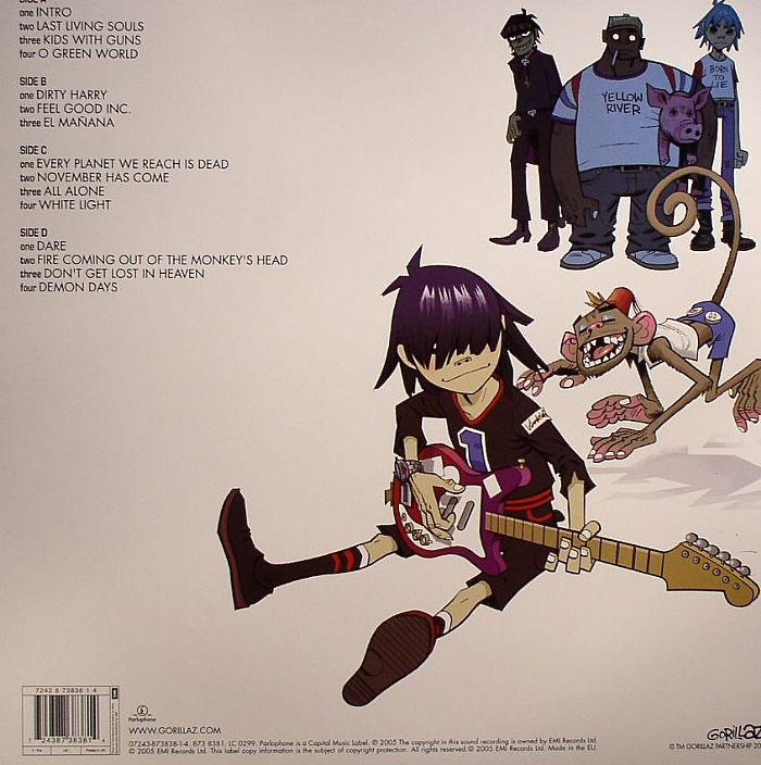 Gorillaz - Demon Days double vinyl LP tracklist
