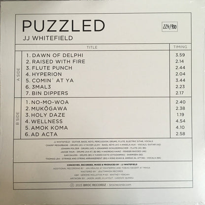 JJ Whitefield - Puzzled vinyl LP tracklist