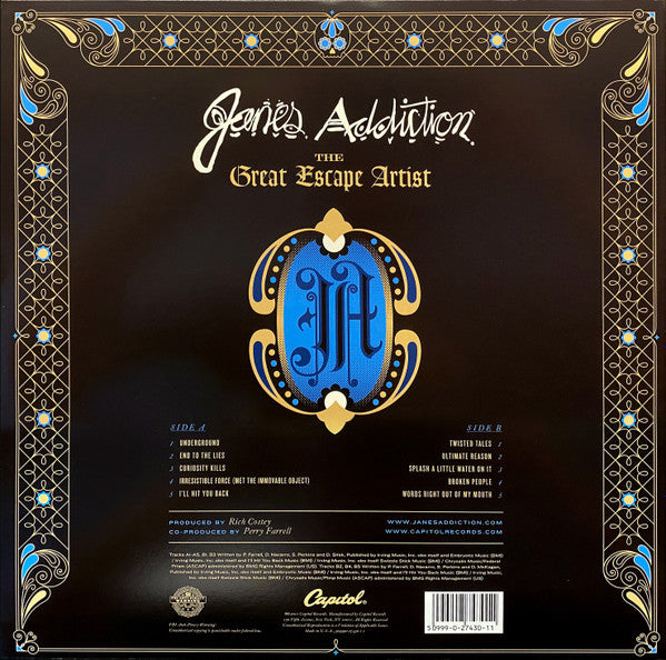 Jane's Addiction - The Great Escape Artist vinyl LP import tracklist