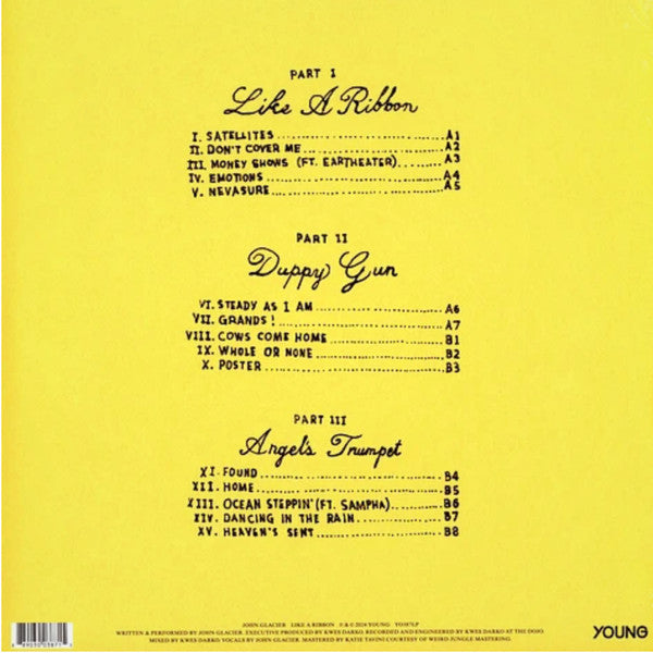 John Glacier Like A Ribbon vinyl album back cover tracklist