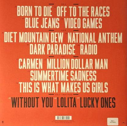 Lana Del Rey - Born to Die double vinyl album tracklist
