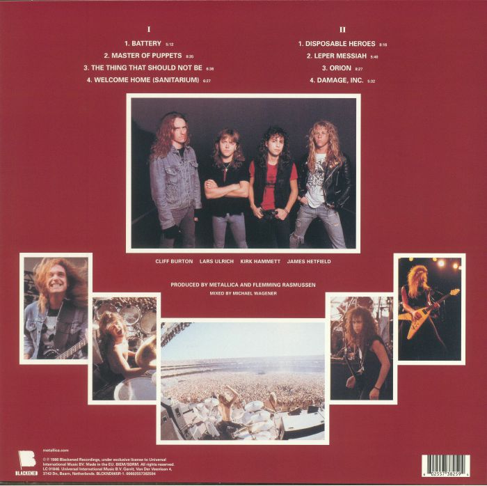 Metallica - Master of Puppets vinyl LP tracklist
