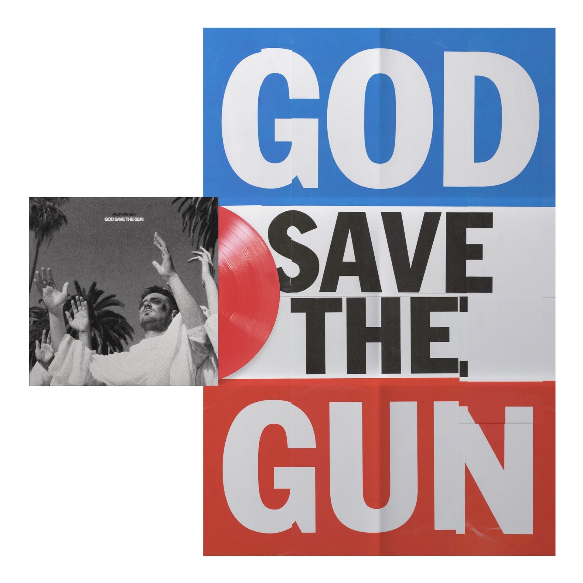 Militarie Gun - God Save the Gun red vinyl lp and poster