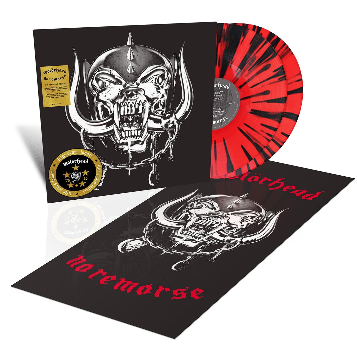 Motorhead - No Remorse (50th Anniversary) red and black splatter vinyl double LP