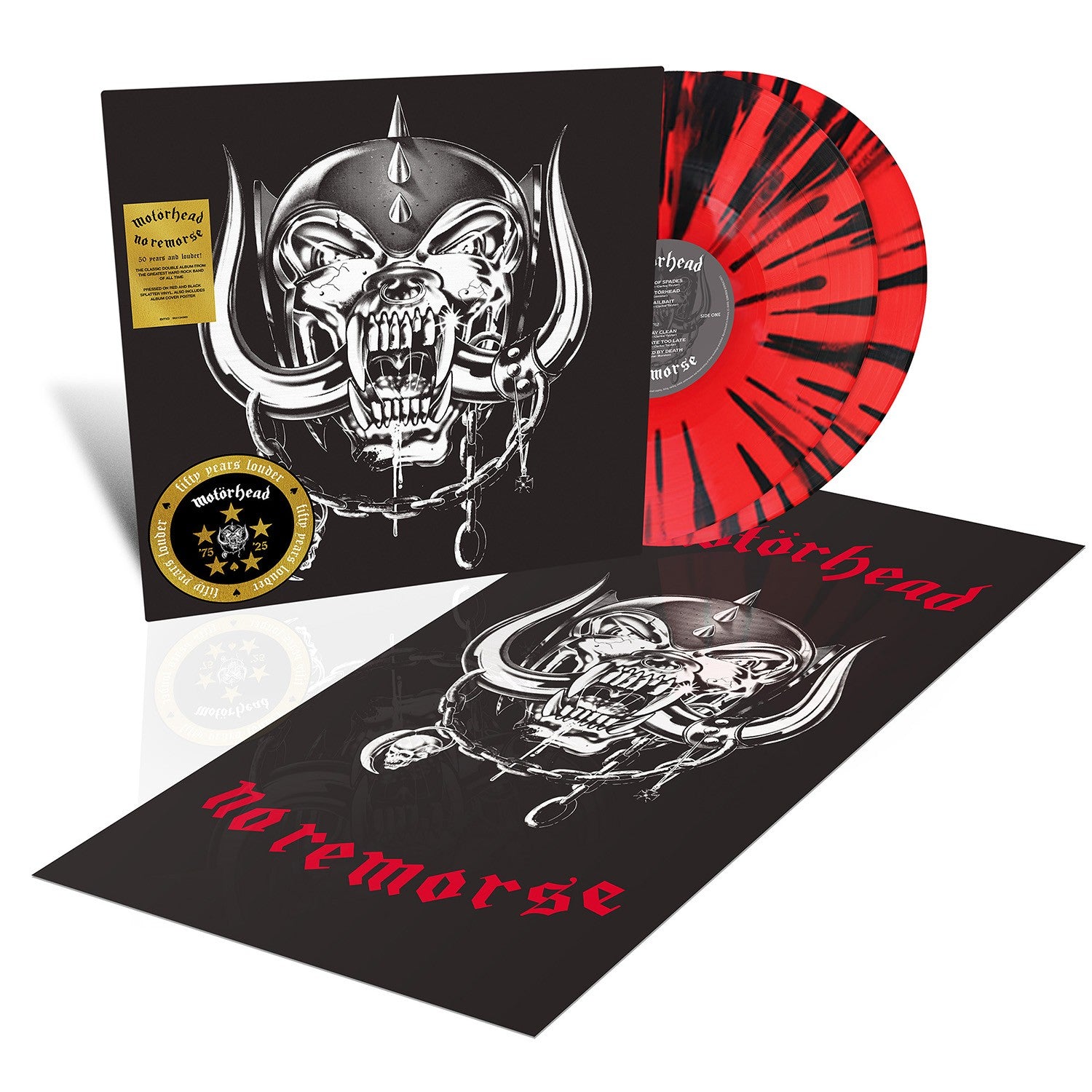 Motorhead - No Remorse (50th Anniversary) red and black splatter vinyl double LP