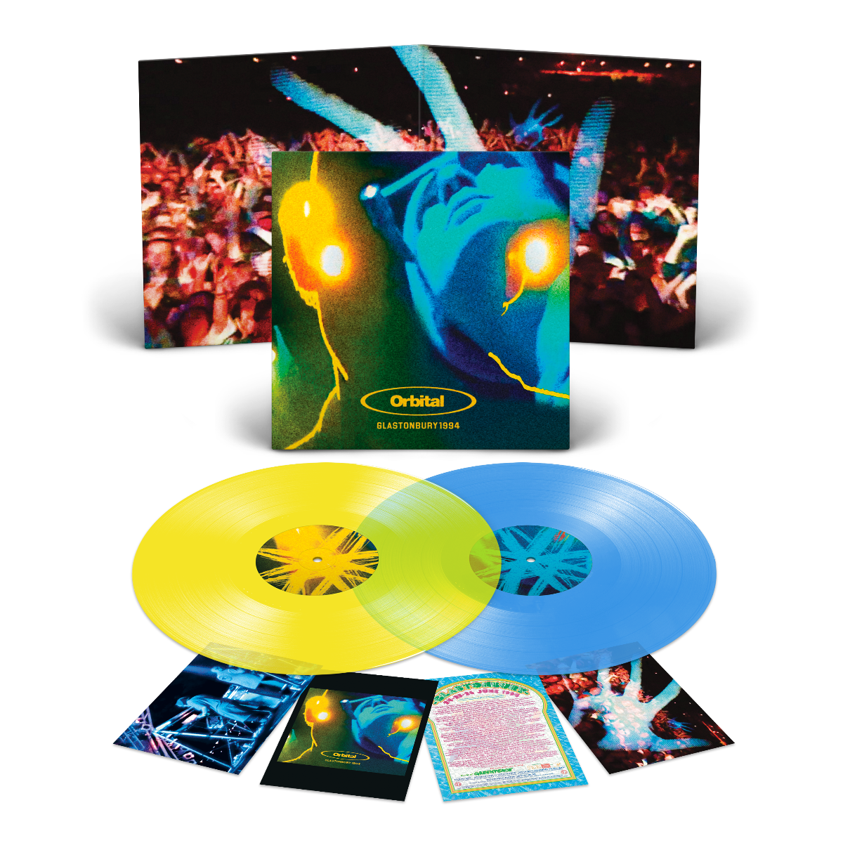 Orbital Glastonbury 1994 blue and yellow vinyl 2LP full packshot