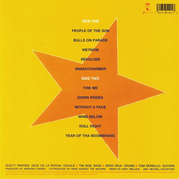 Rage Against the Machine - Evil Empire - vinyl LP tracklist