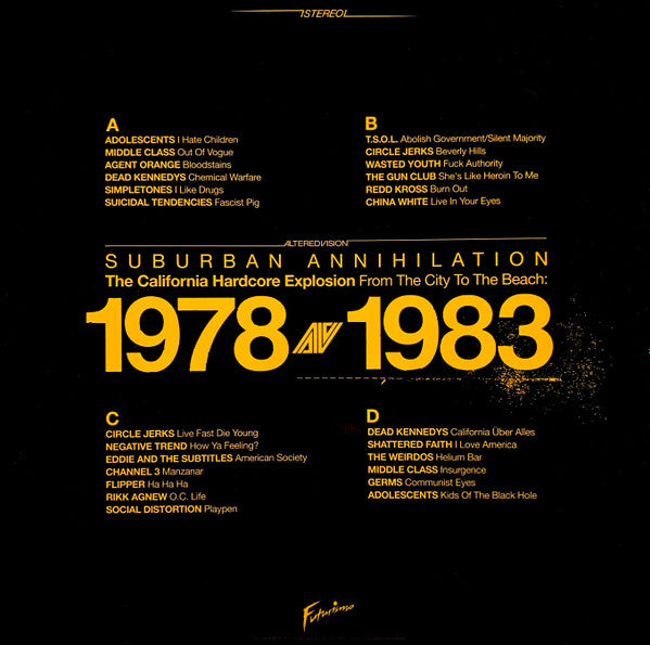 SUBURBAN ANNIHILATION The California Hardcore Explosion 1978-1983 tracklist