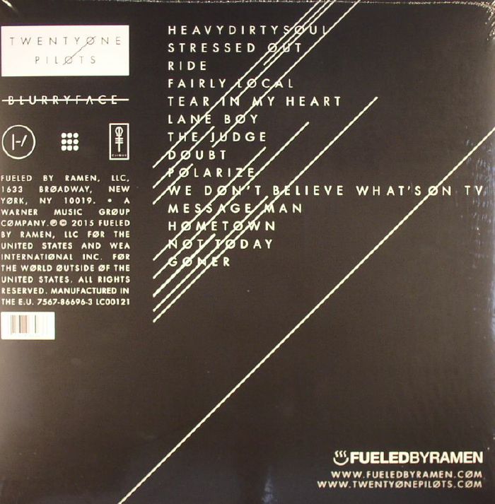 Twenty One Pilots - Blurryface double vinyl LP tracklist