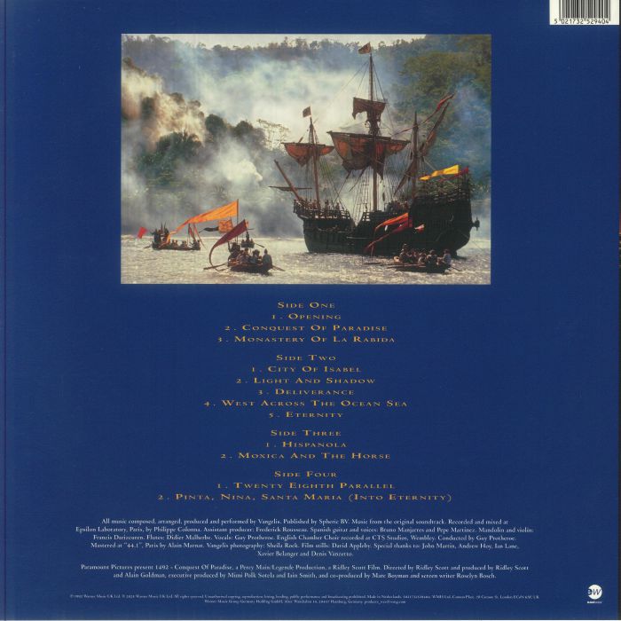 Vangelis - 1492: Conquest Of Paradise double yellow vinyl LP tracklist