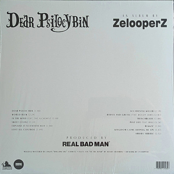 Zelooperz and Real Bad Man - Dear Psilocybin vinyl LP tracklist