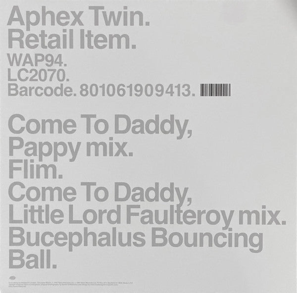 Aphex Twin - Come To Daddy vinyl tracklist